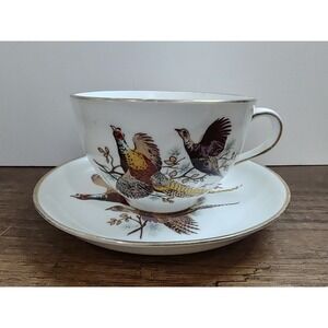 Hammersley England Woodway Mustache Cup Saucer Flying Pheasant Plummer LTD Vtg